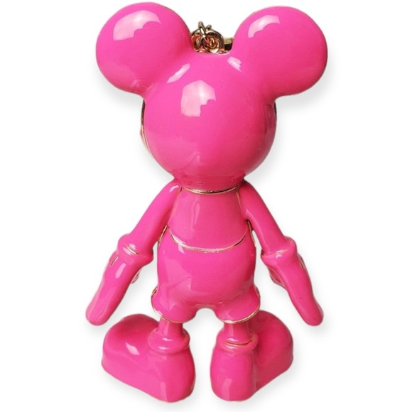 DISNEY x BAUBLEBAR Mickey Mouse Bag Charm Key Holder Pink Enamel Limited Edition - Picture 5 of 10